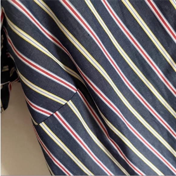 BCBGeneration shirt blue red mixed stripe surplice wrap - Picture 4 of 9